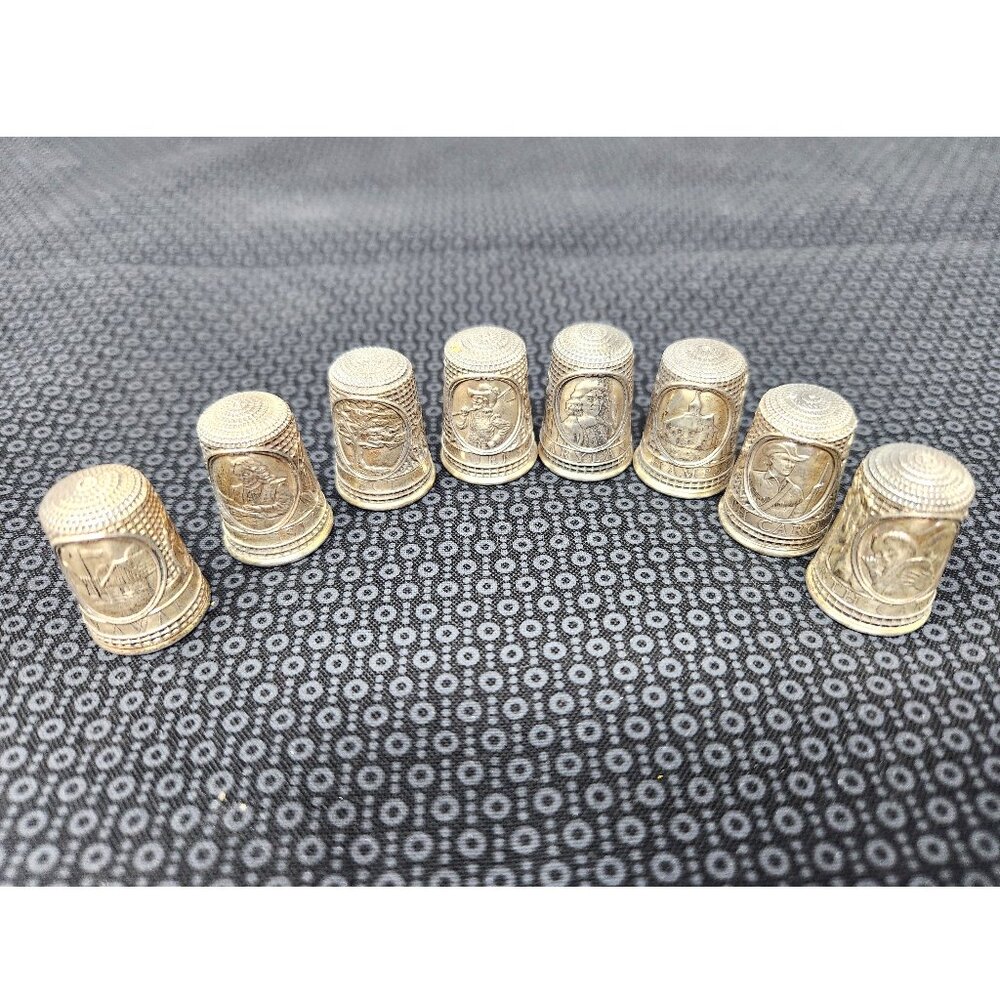 Antique Franklin Mint Sterling Silver Thimbles - "Colonies" Series (.925)